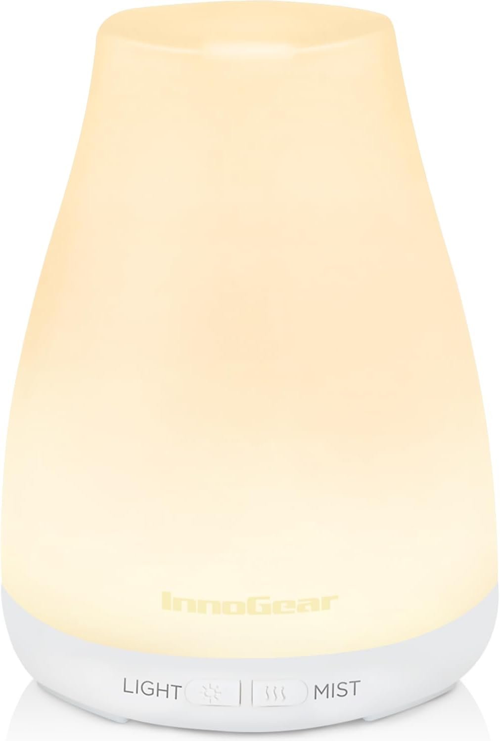 InnoGear Essential Oil Diffuser, Ultrasonic Diffusers for Home Aromatherapy Humidifier for Bedroom Room 7 Colors LED 2 Mist Mode Auto Off, Basic White