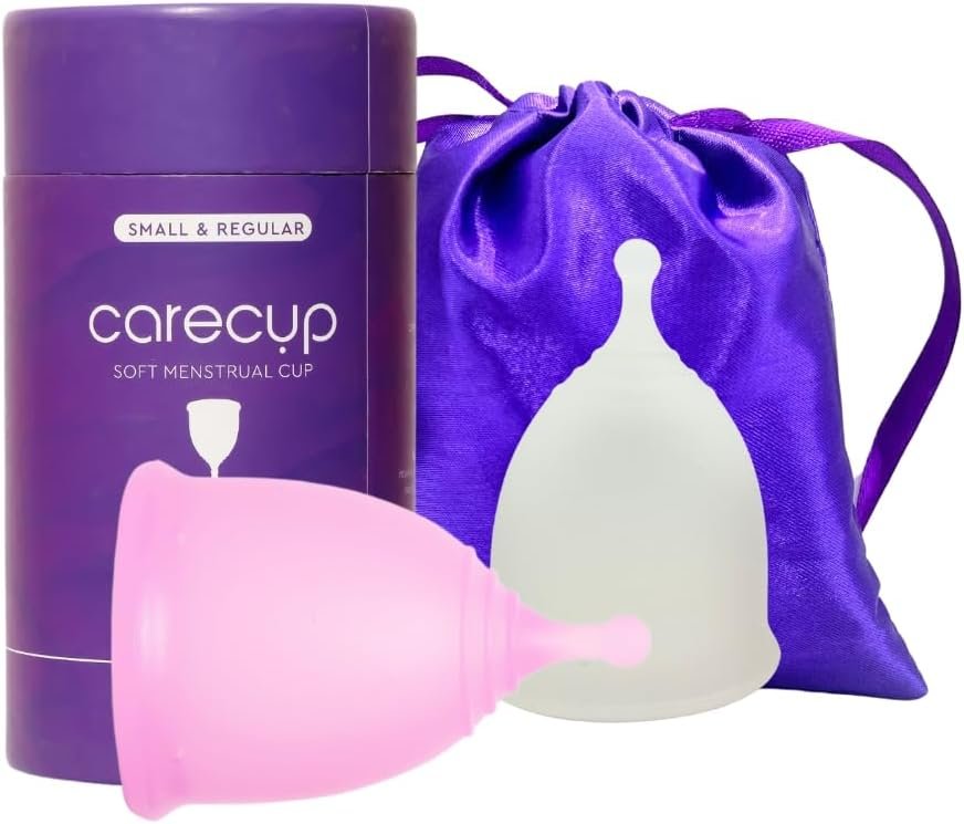 Reusable Menstrual Cup Set – The Most Reliable Medical Grade Silicone Period Cups – Comfortably use for 12 Hours (Small & Large)