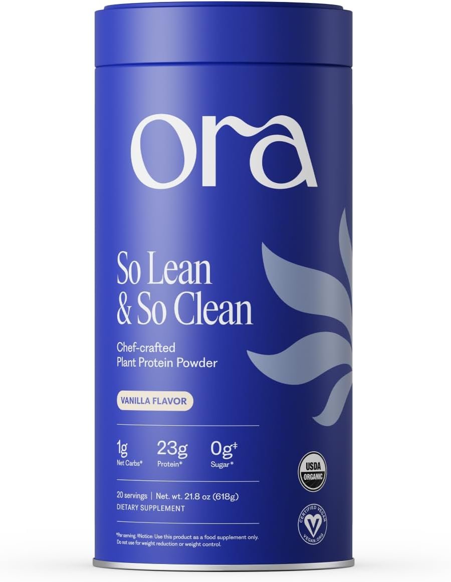 Ora Organic Plant-Based Protein Powder – 23g Protein for Women and Men – Vanilla Flavor 20 Servings, Vegan, Clean Protein, Third-Party Tested, Gluten-Free – 20 Servings