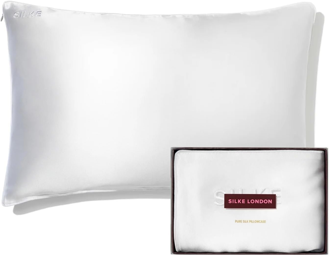 SILKE London 100% Pure 22 Momme Mulberry Silk Pillowcase – 6A Grade Long Fiber Silk, Queen Size (20” x 30”), Oeko-TEX Certified, Concealed Zipper – for Frizz-Free Hair & Glowing Skin