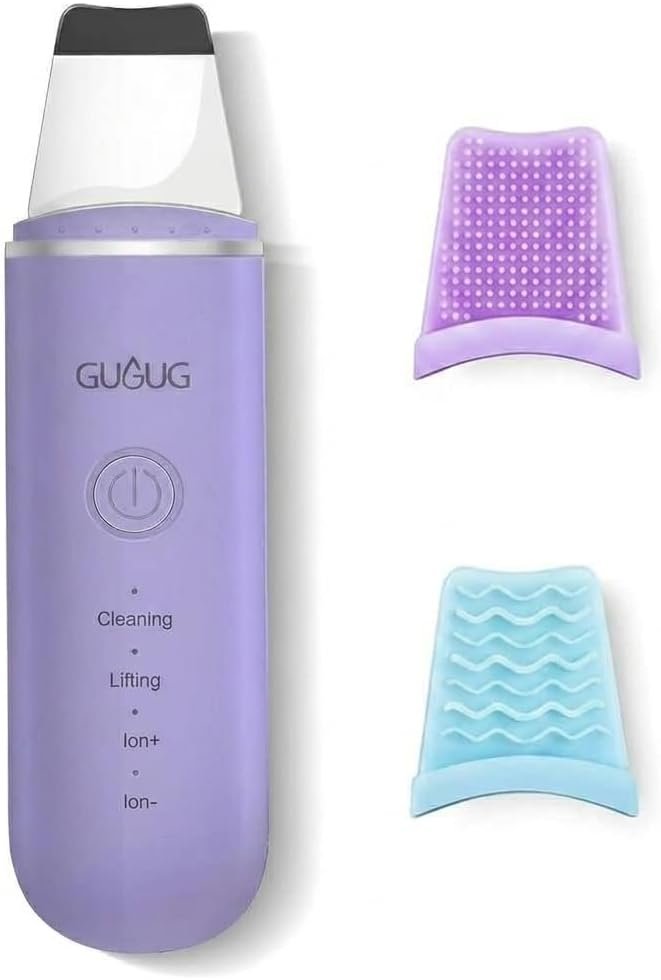 GUGUG Skin Scrubber Face Spatula, 4 Modes Skin Spatula Blackhead Remover Pore Cleaner-Purple