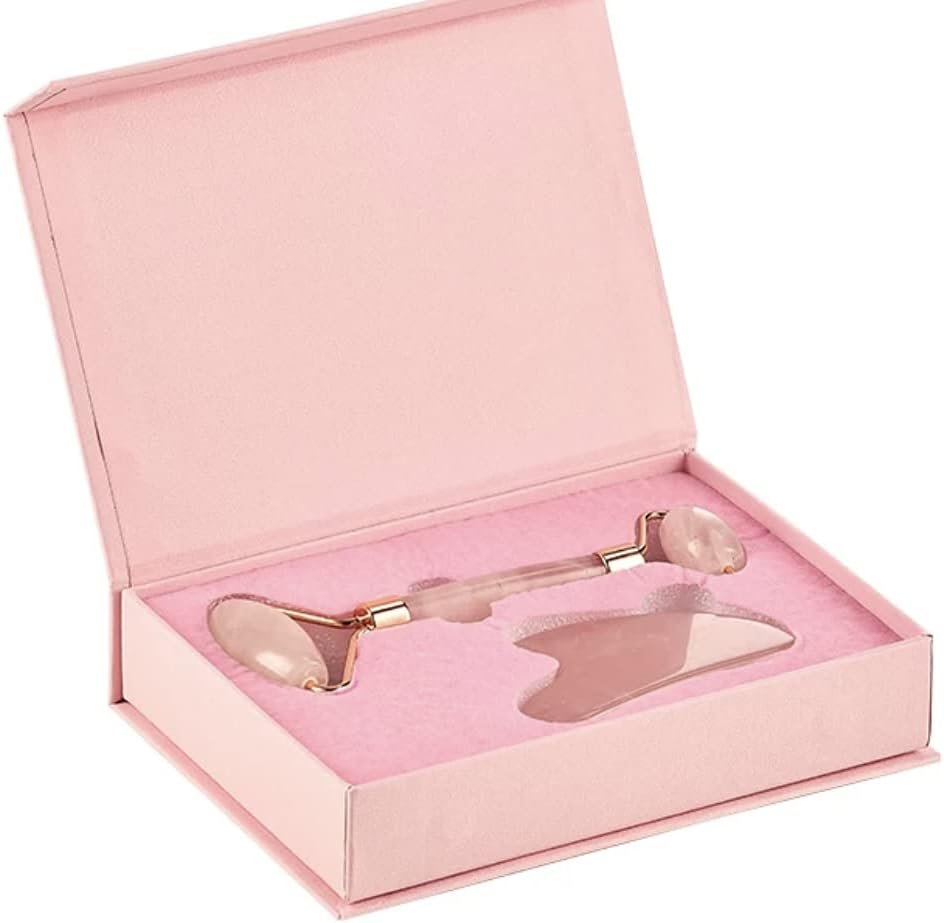 Face Roller Skin Care – Jade Roller Gua Sha Set, Rose Quartz Face Roller | Ultimate Facial Skin Care Products & Beauty Products Tools | Jade Facial Roller for Face and Eye Massager