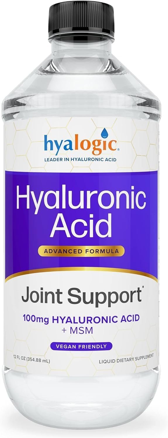 Hyalogic Hyaluronic Acid Liquid Supplement – 100mg High Molecular Weight Hyaluronic Acid for Joints, MSM Advanced Joint Support, Vegan Oral Hydration Formula, 12 oz