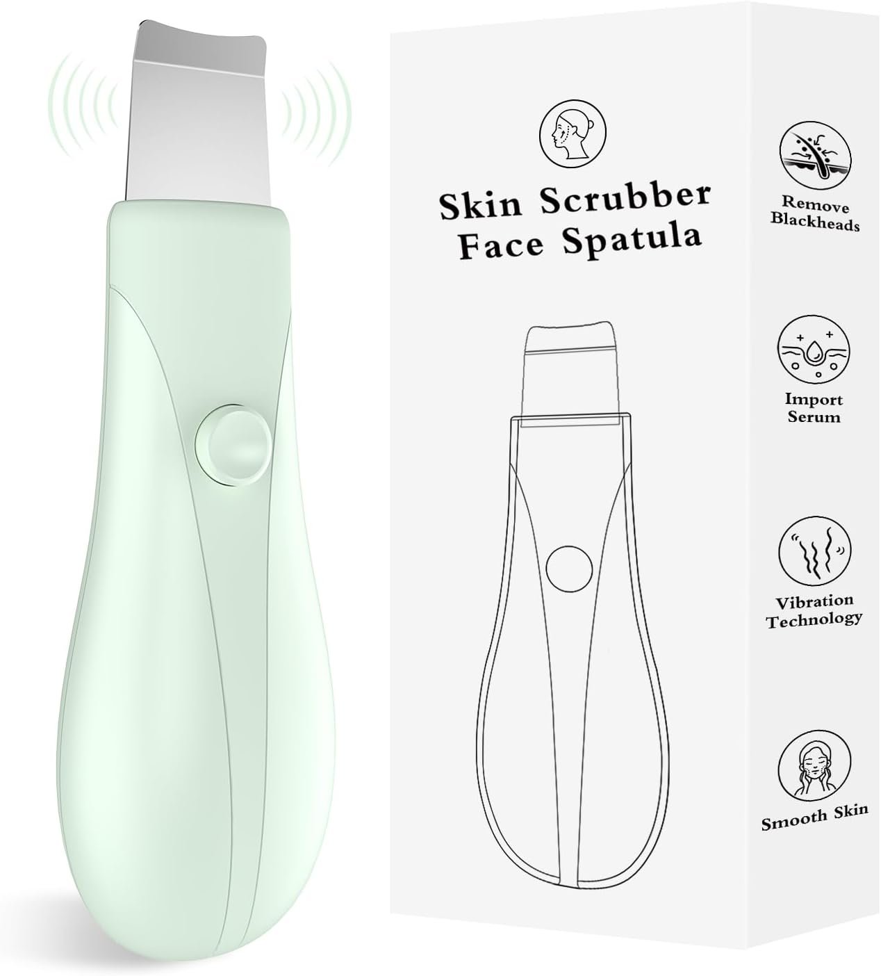 Skin Scrubber Face Spatula Skin Spatula Pore Cleaner Blackhead Remover Tools for Facial Deep Cleansing Skin Care Tool for Men and Women (Green)