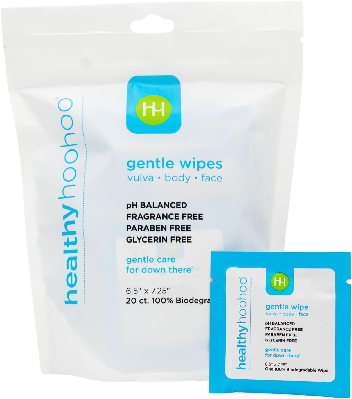 Flushable Feminine Wipes Individually Wrapped, Travel Size Wipes for Women, pH Balanced Fragrance Free Period Wipes, Mini Hygiene Products (20 Pack)