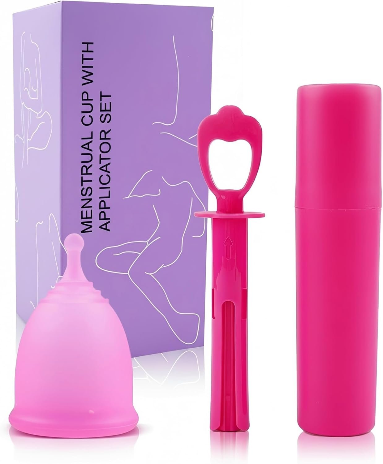 1 Menstrual Cup & Applicator Set – Softest Reusable Menstrual Cup – Inserts and Removes Like a Tampon – Made Easy – Every Woman Can Now Use Menstrual Discs