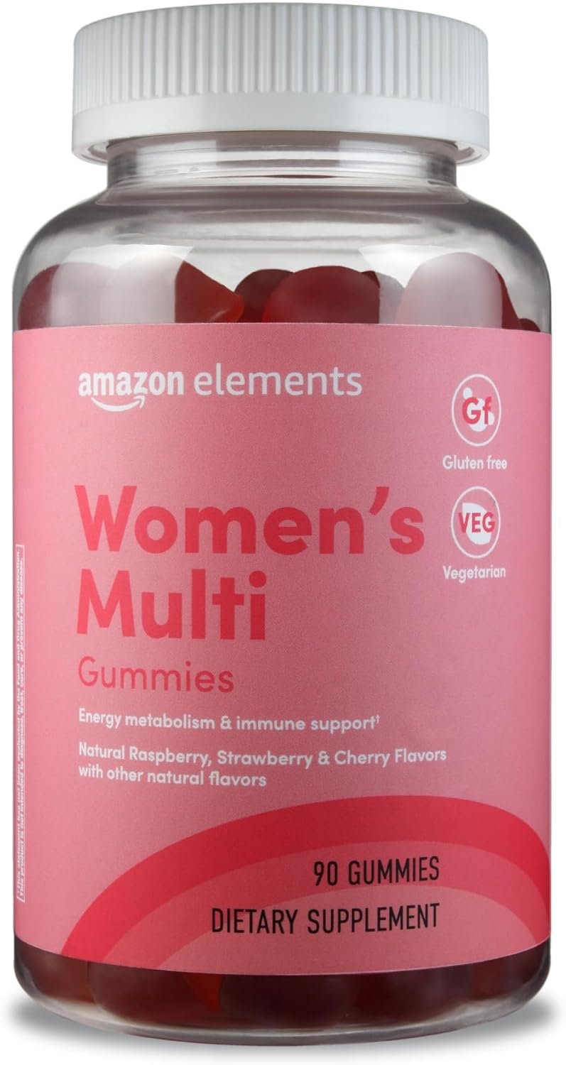 Amazon Elements – Adult Women’s Organic Multivitamins, 90 Gummies (30 servings), Vegetarian, Gluten Free (Previously Revly)