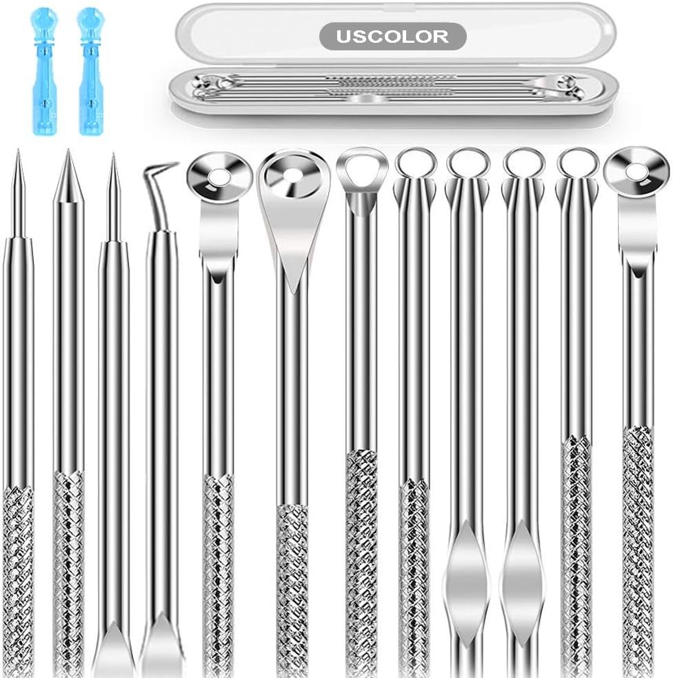 8PCS Blackhead Remover for Face, Pimple Popper Tool Kit, Comedone Pimple Extractor, Acne Whitehead Blemish Removal Kit, Professional Stainless Steel Clean Tools
