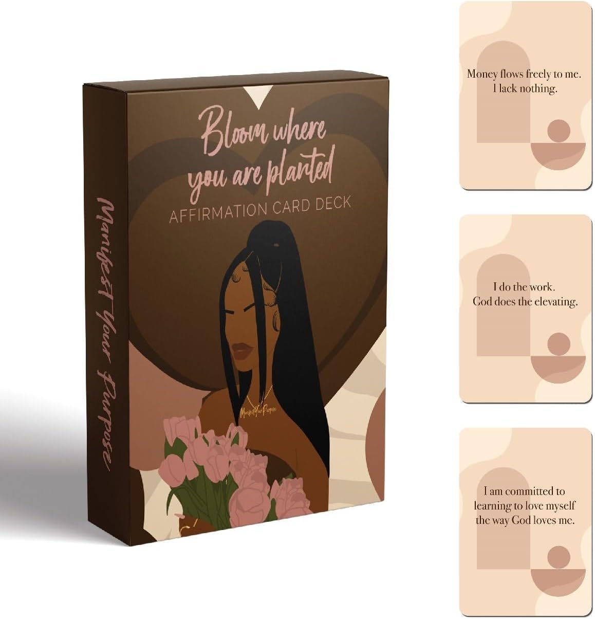Affirmations for Black Women – Bloom Where You Are Planted Affirmation Card Deck, 52 positive affirmation cards, Daily Affirmations for Black Women
