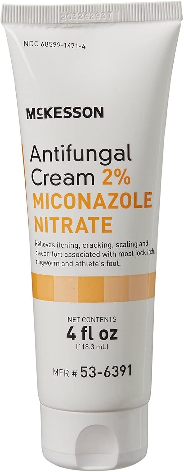 McKesson Antifungal Cream, 2% Miconazole Nitrate – Relieves Itching, Burning, Cracking from Jock Itch, Ringworm and Athlete Foot – 4 oz., 1 Count