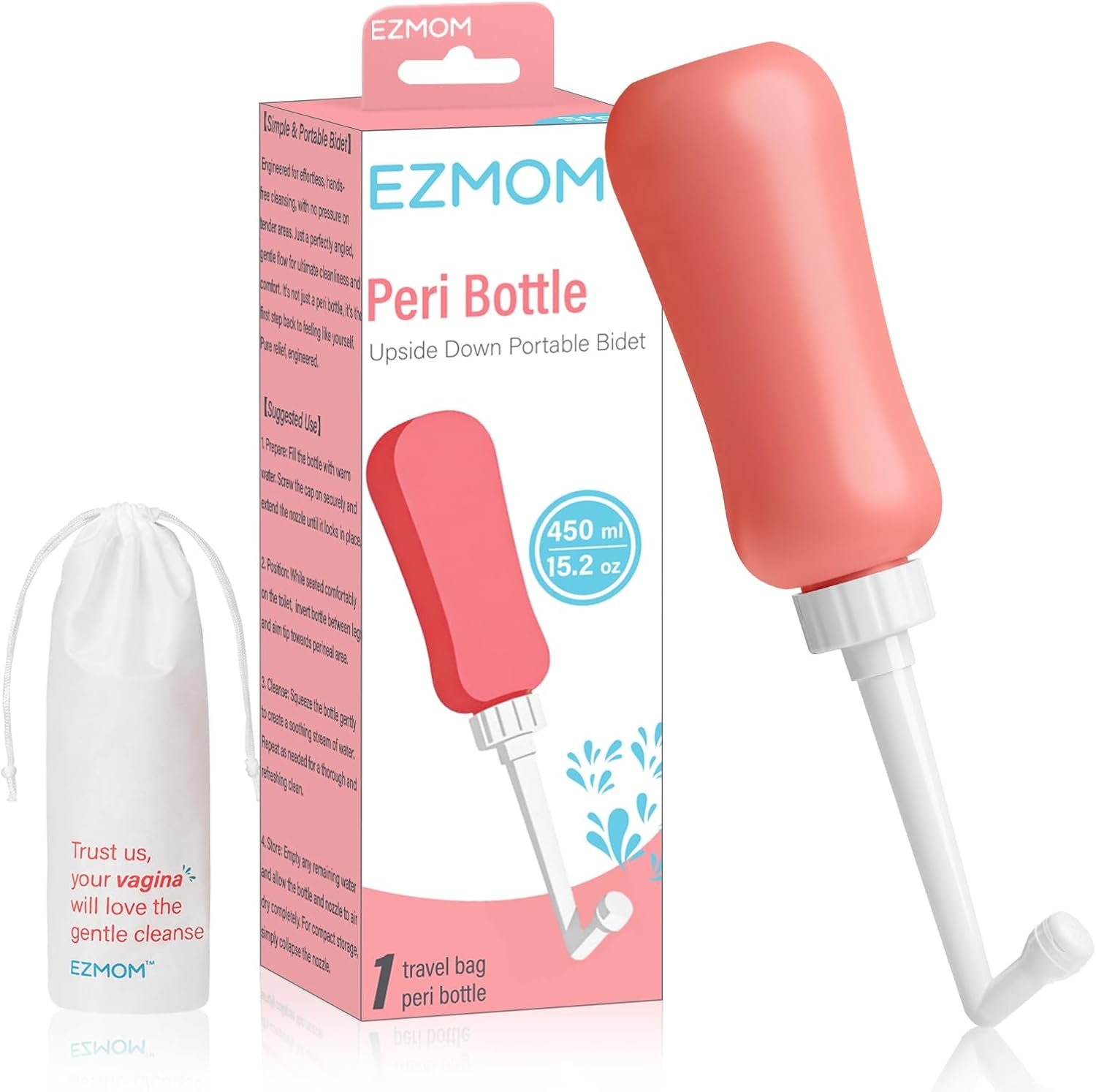 15oz Upside Down Peri Bottle for Postpartum Care, Portable Handheld Travel Bidet Sprayer, Perineal Cleansing & Recovery Essential, Postpartum Must‑Have for New Mom After Birth