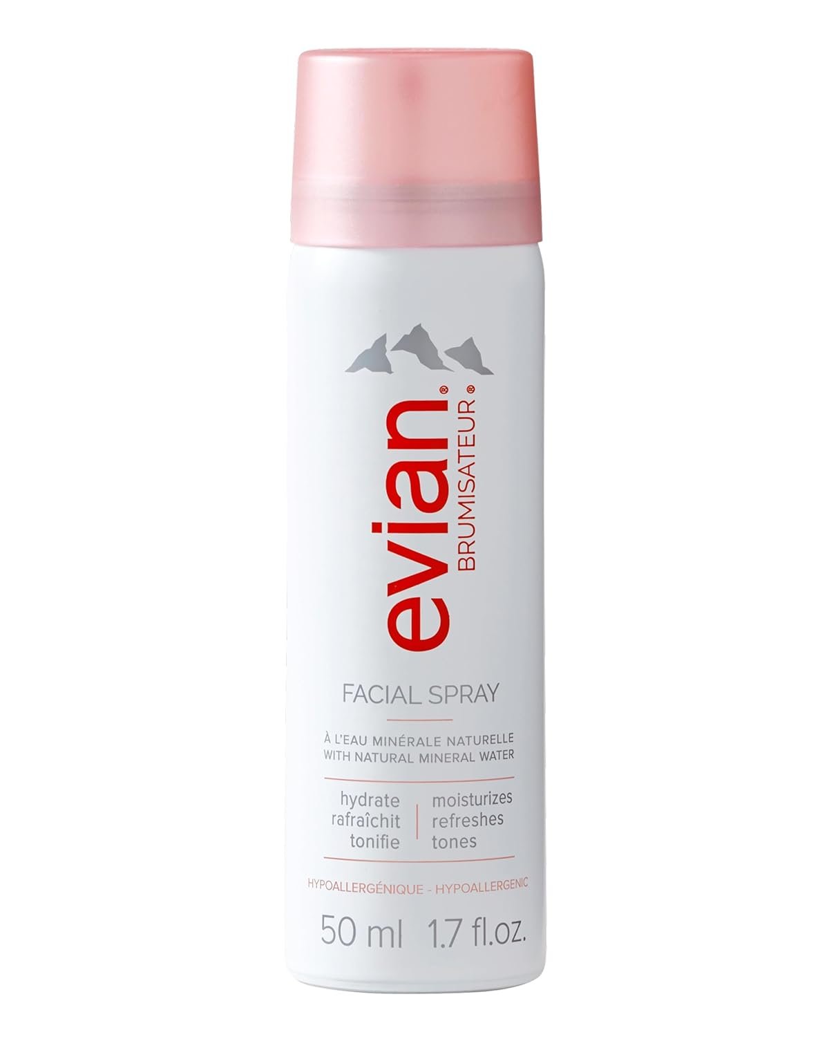 Evian Facial Spray 1.7 oz – Hydrating Mineral Water Mist for Face & Skin – Refreshes Makeup and Tones Skin – TSA-Approved Mini Facial Spray Set for Daily Skincare Hydration