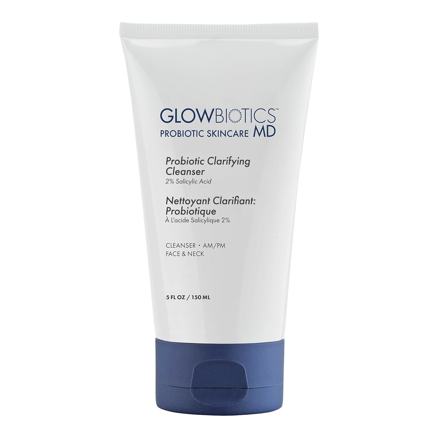 Glowbiotics Probiotic Clarifying Cleanser – 2% Salicylic Acid (BHA) & Peptides – 5 oz – Gentle Foaming Face Wash