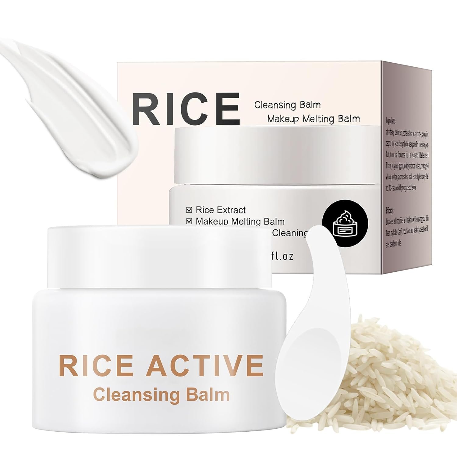 Cleansing Balm, Rice Water Makeup Remover Balm, Effortlessly Removes Makeup With Rice To Nourish & Hydrate, Soothing for All Skin Types