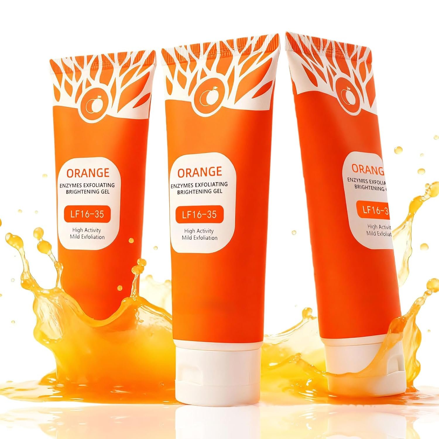 3X100ml 2026 Updated Orange Enzyme Exfoliating Gel Set – Natural Citrus Extract Facial Peeling Gel, Gentle Daily Enzyme Exfoliant, Purifying Clear Texture for Smooth, Refreshed Skin