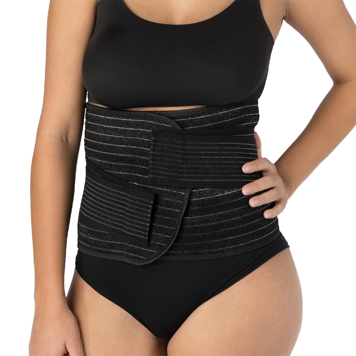 UpSpring Shrinkx Belly Charcoal Postpartum Belly Wrap, Adjustable Postpartum Belly Band to Support, Slim and Smooth After Baby (Charcoal Gray, Small/Medium)
