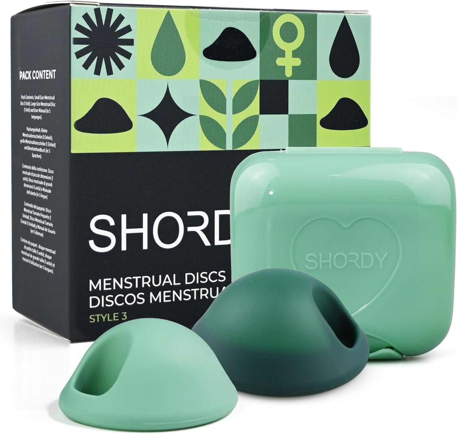Shordy Reusable Menstrual Disc Set of 2 (Small & Large) Soft, Medical-Grade Silicone Period Discs with Easy-Grip Removal Leakproof 12-Hour Comfort Disco Menstrual – Alternative to Pads, Cups & Tampons