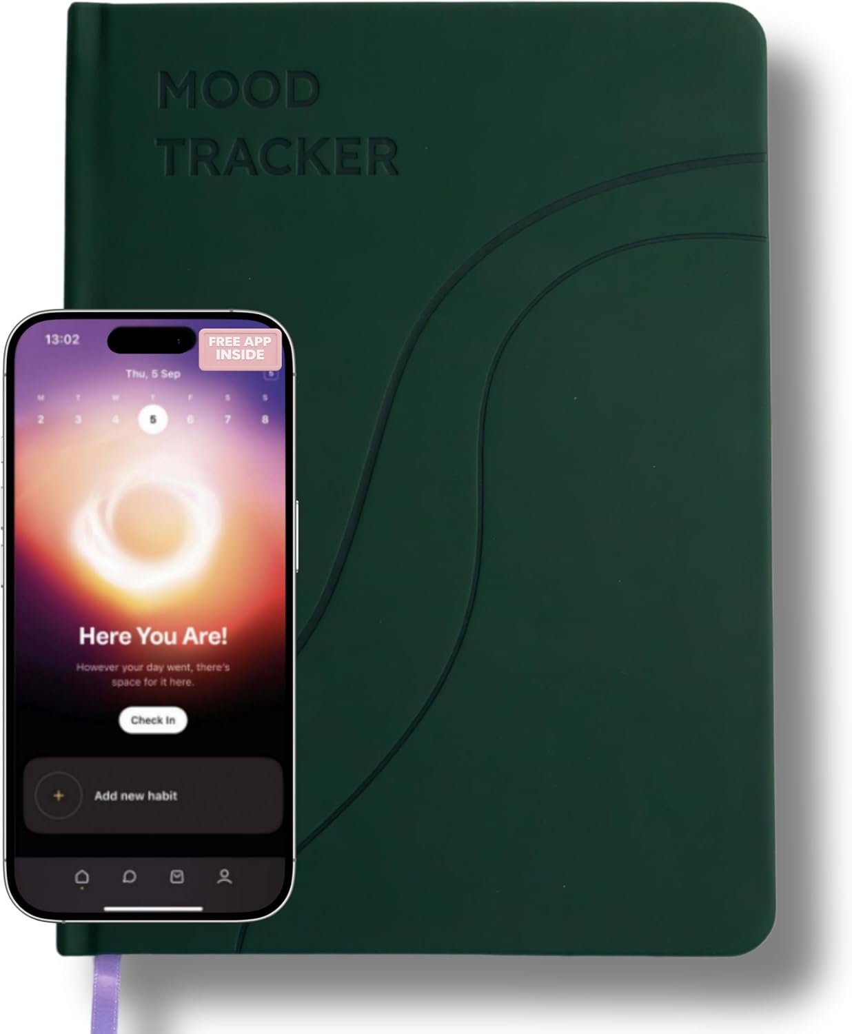 Guided Mental Health Journal and Mood Tracker for Women and Men – Daily Wellness Journal with Prompts, Anxiety Relief Therapy Notebook, Self Care Feelings Tracker, Planner with Productivity App