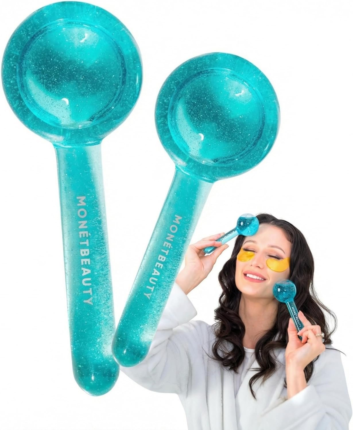 MonétBeauty Ice Globes for Face, Freezer Safe and Highly Effective Facial Globes for Daily Beauty Routines, Face Roller to Tighten Skin, Reduce Puffiness, Enhance Circulation and Complexion (Blue)
