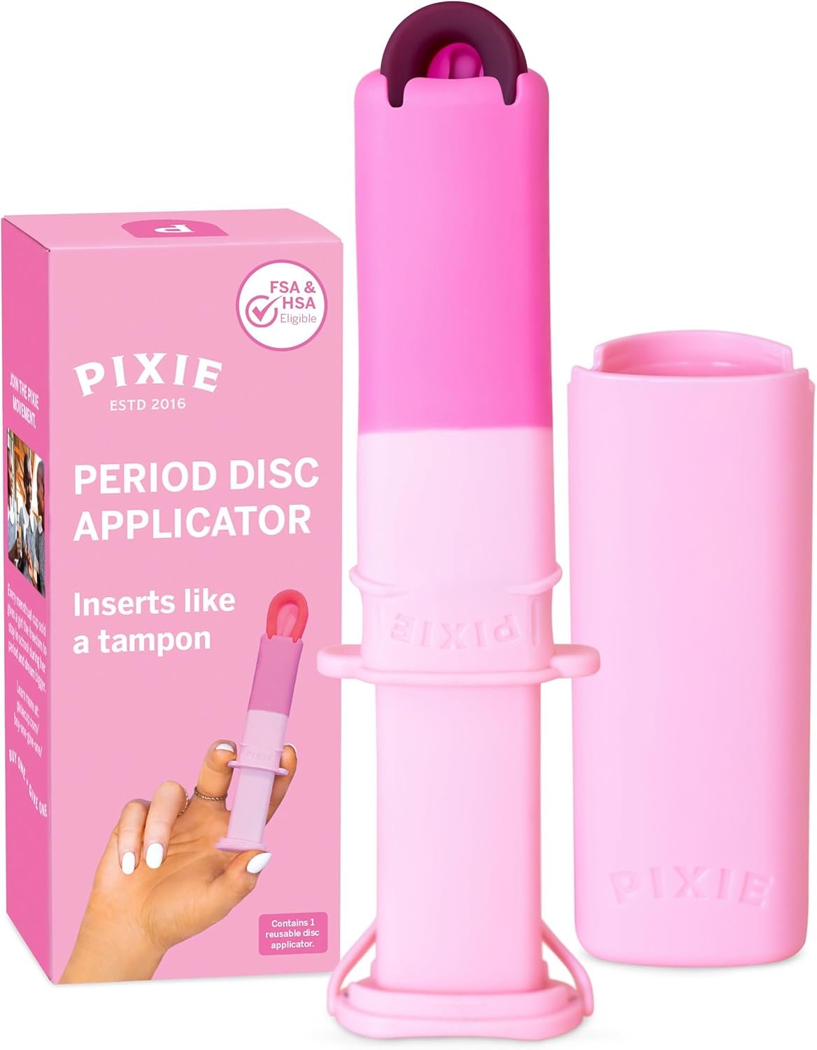 Pixie Menstrual Disc Applicator for Feminine Care – Inserts Like A Tampon – Every Woman Can Now Use Period Discs – Perfect for Long Nails – Self Sanitizer TPE Properties (Disc Applicator)