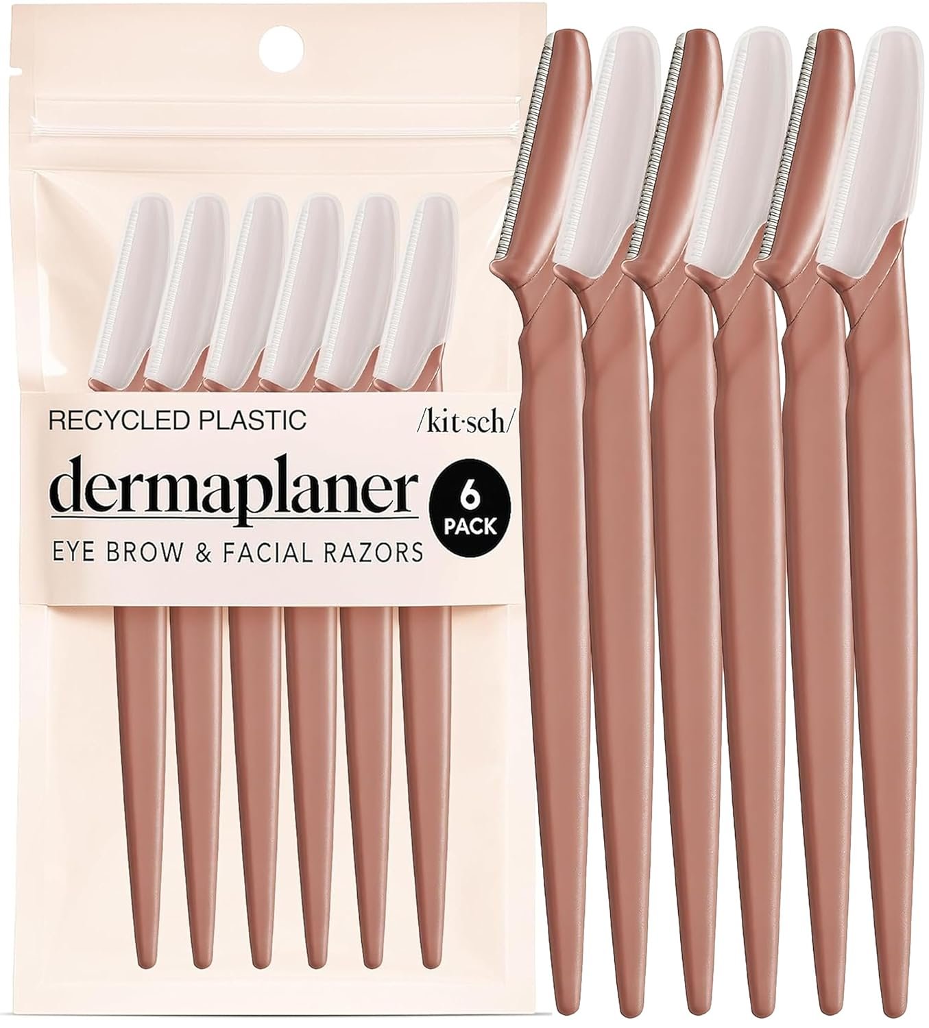 Kitsch Dermaplane Razor for Women Face – Face Razors for Women & Men, Eye Brow Razors & Face Shaver – Exfoliating Facial Razor & Dermaplaner as Skin Care Tool for Smoother Skin – Terracotta, 6 pcs