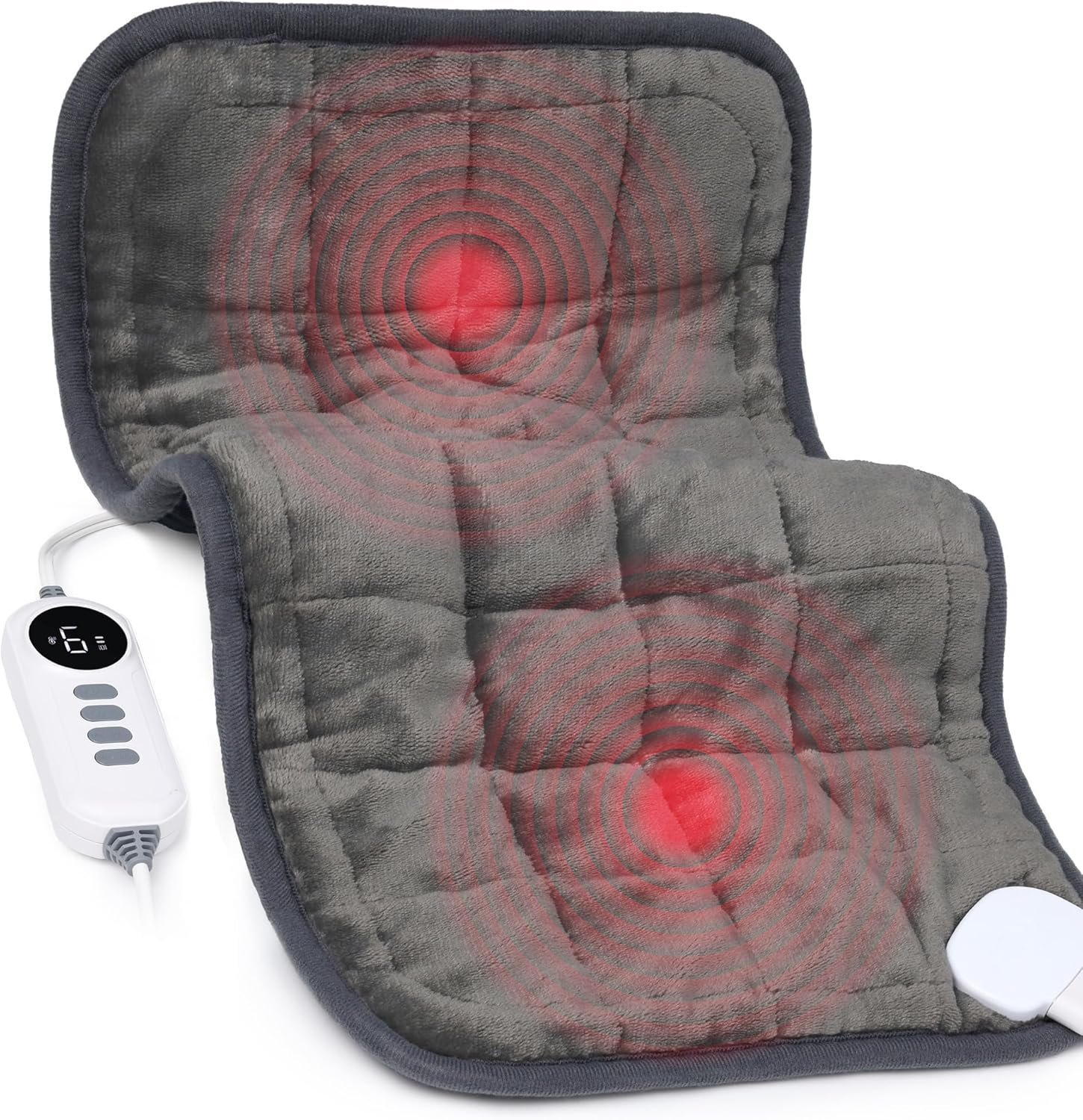 Heating Pad, Weighted Heating Pad with Massaging Vibrations, 6 Heat Settings & 4 Massage Modes,Soothing Warmth for Back & Shoulders, 12″ x 24″, Light Black