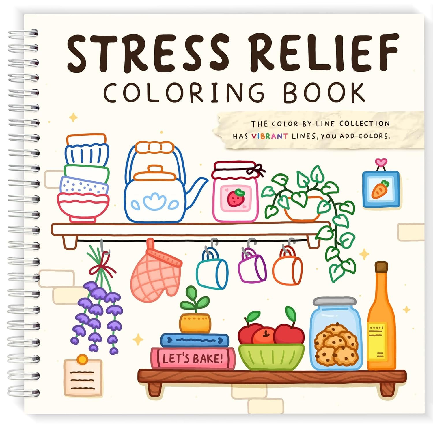 Stress Relief: Color By Line Coloring Book for Relaxation Featuring Vibrant Colored Outlines