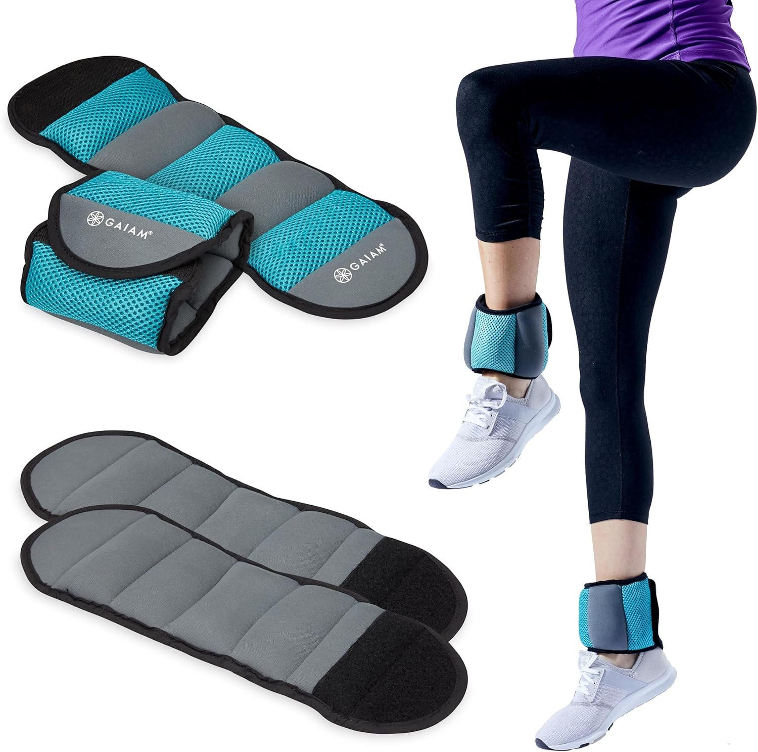 Gaiam Wrist and Ankle Weights, Wearable Bracelet to Strengthen, Tone & Sculpt, Adjustable Ankle Weights for Women & Men for Yoga, Dance, Pilates, Barre, Cardio, Home & Gym Use