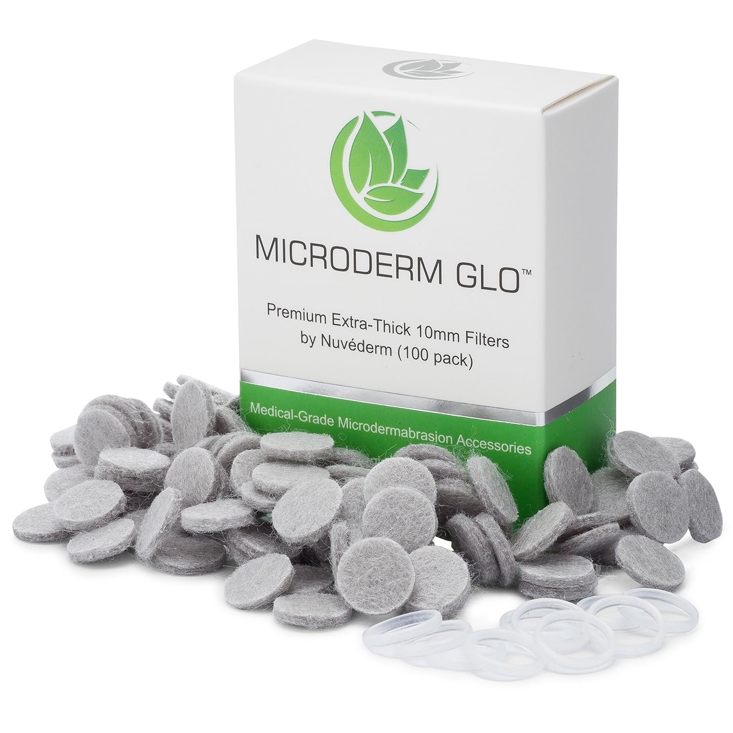Microderm GLO Premium Extra-Thick 10mm Filters by Nuvéderm (100 pack) – Medical Grade Microdermabrasion Accessories with Patented Safe3D Technology, Safe for All Skin Types.