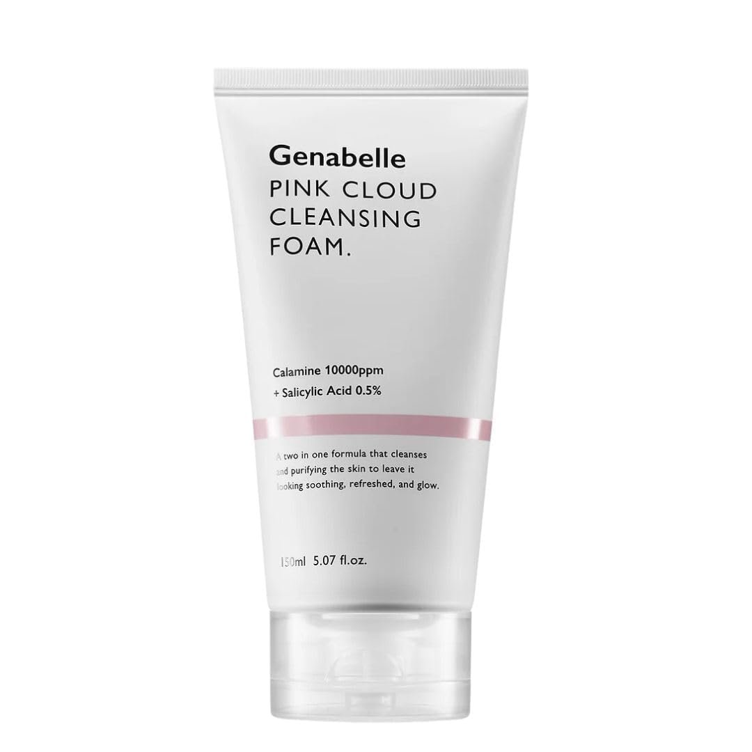 Genabelle Pink Cloud Cleansing Foam – Hydrating Gentle Face Cleanser with Salicylic Acid and Calamine Powder for Blemish Care, Deep Cleansing Face Wash for Normal to Oily Skin, 5.07 fl.oz