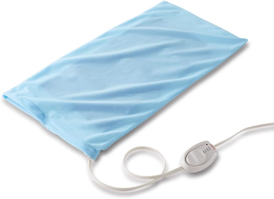 Sunbeam XL Heating Pad for Back Neck and Shoulder Pain Relief with Sponge for Moist Heating Option Extra Large 12 x 24″ Blue