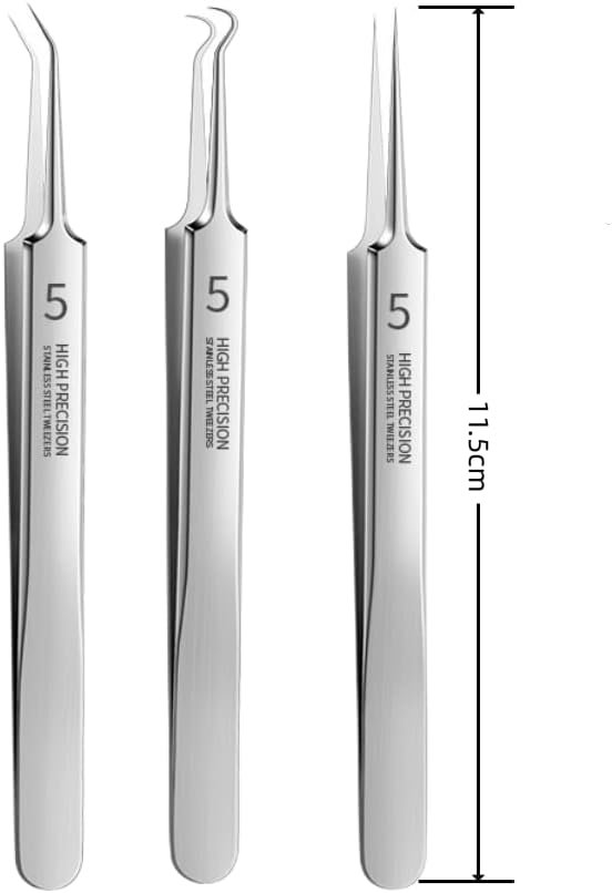 Professional Facial Blackhead Remover Tweezers,Extractor Acne Removal Kit Pimple Popper Tool, Clip for Whiteheads, Acne Clip, Ingrown Hairs Tweezers, Blackheads Remover Extractor, Stainless Steel