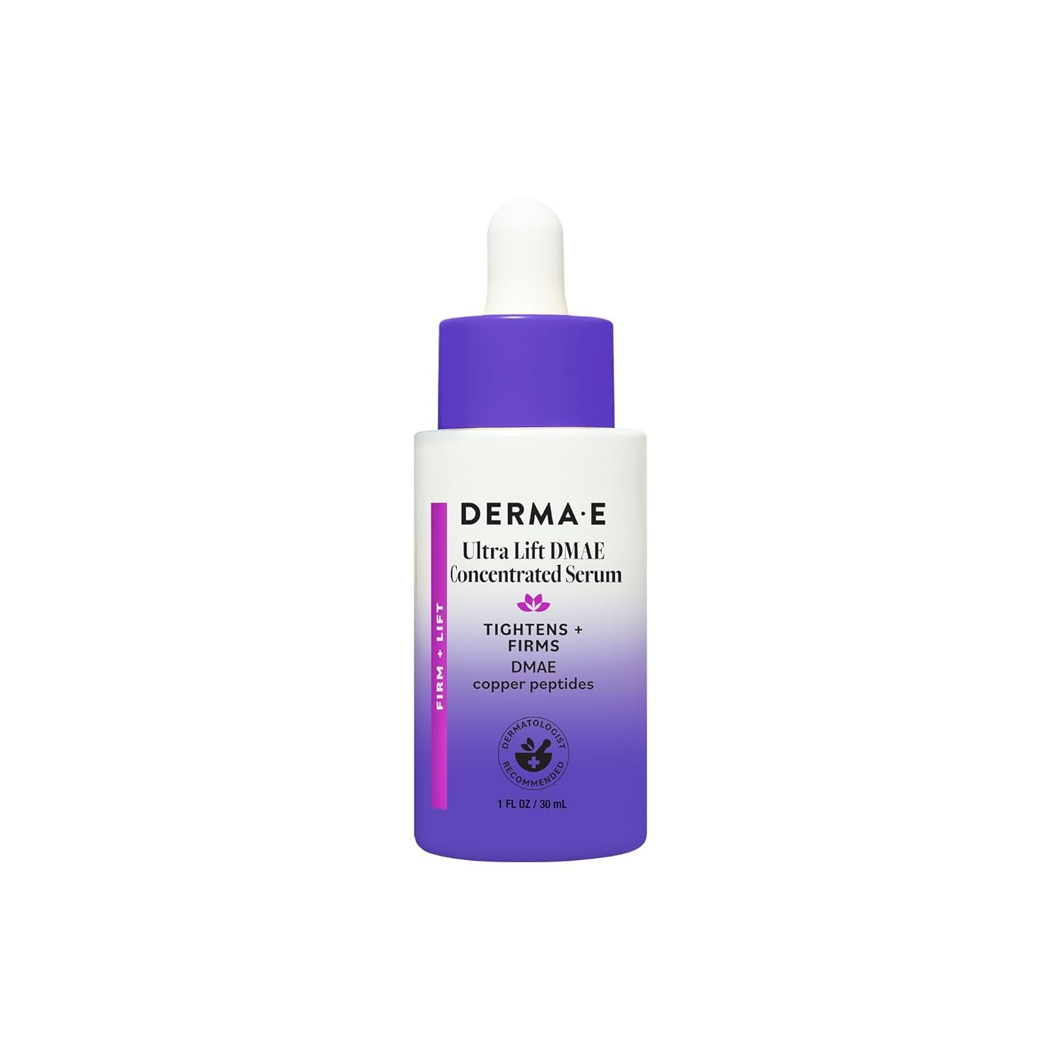 DERMA E Ultra Lift DMAE Concentrated Serum – All Natural Skin Firming Serum – Hydrating Serum with Copper Peptides and Resveratrol – Concentrated Facial Skin Care Serum, 1oz