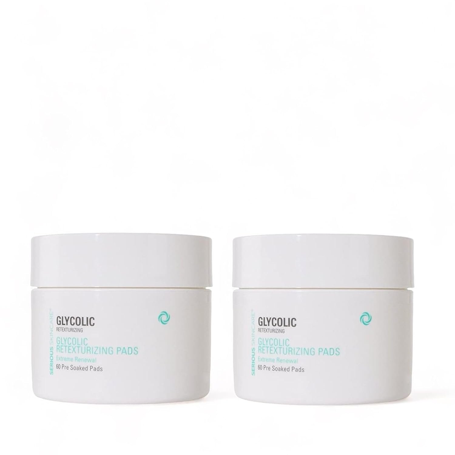 Serious Skincare Glycolic Acid Resurfacing Treatment Pads for Face, Exfoliates & Removes Dulling Dead Skin Cells, Unclogs Pores & Visibly Improves Skin Radiance & Texture, 60 Pre-Soaked Disc (2Pack)
