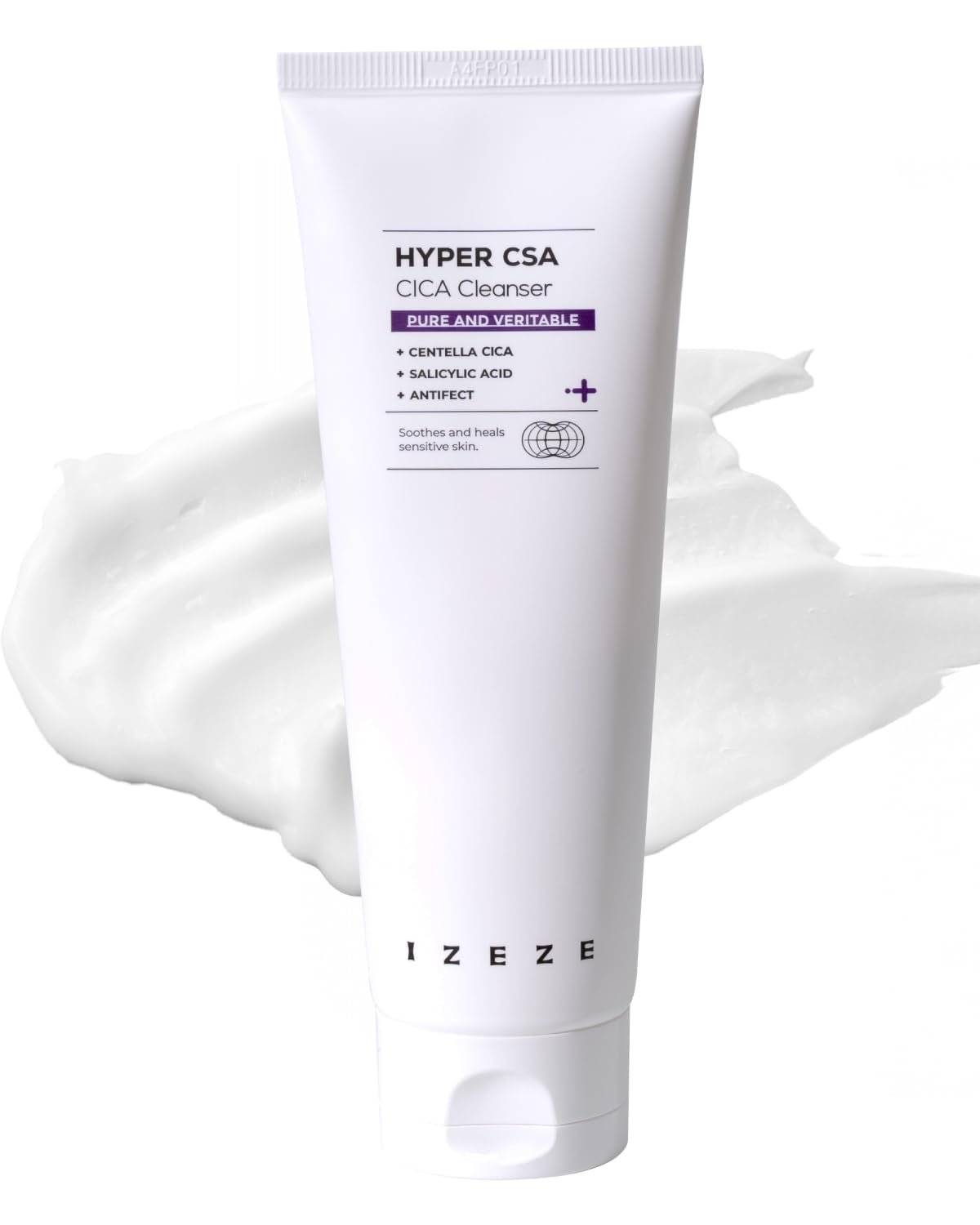 IZEZE Hyper CSA Cica Cleanser 5.07 fl.oz, 150 ml | Salicylic Acid Foaming Wash, Centella Asiatica Face Wash, Deep Rich Foam for Sensitive and Acne Prone Skin