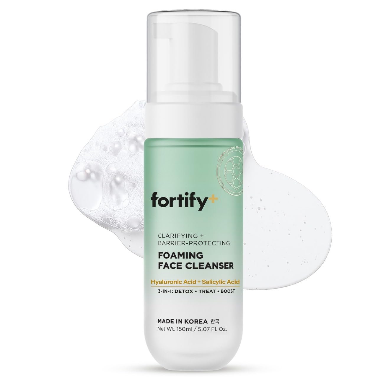 Fortify Skincare Facial Cleanser with Hyaluronic & Salicylic Acid – 3-in-1: Detox, Treat, Boost – Foaming Face Wash For Oily & Acne-Prone Skin – Dermatologist Tested, – Clean Beauty – 5.07 Fl Oz