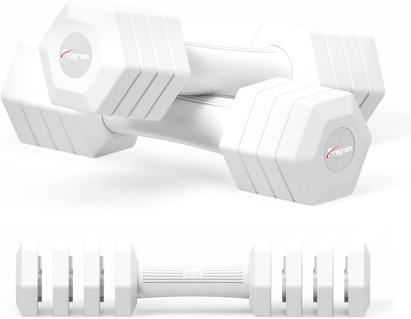 Adjustable Dumbbells Set, 4 in 1 Hand Weights Set for Women Men 10 LB/ 12 LB Dumbbell Pair Each 2lbs 3lbs 4lbs 5lbs Weights Dumbbells Set with TPU Soft Rubber Handle for Home Gym Exercise Fitness