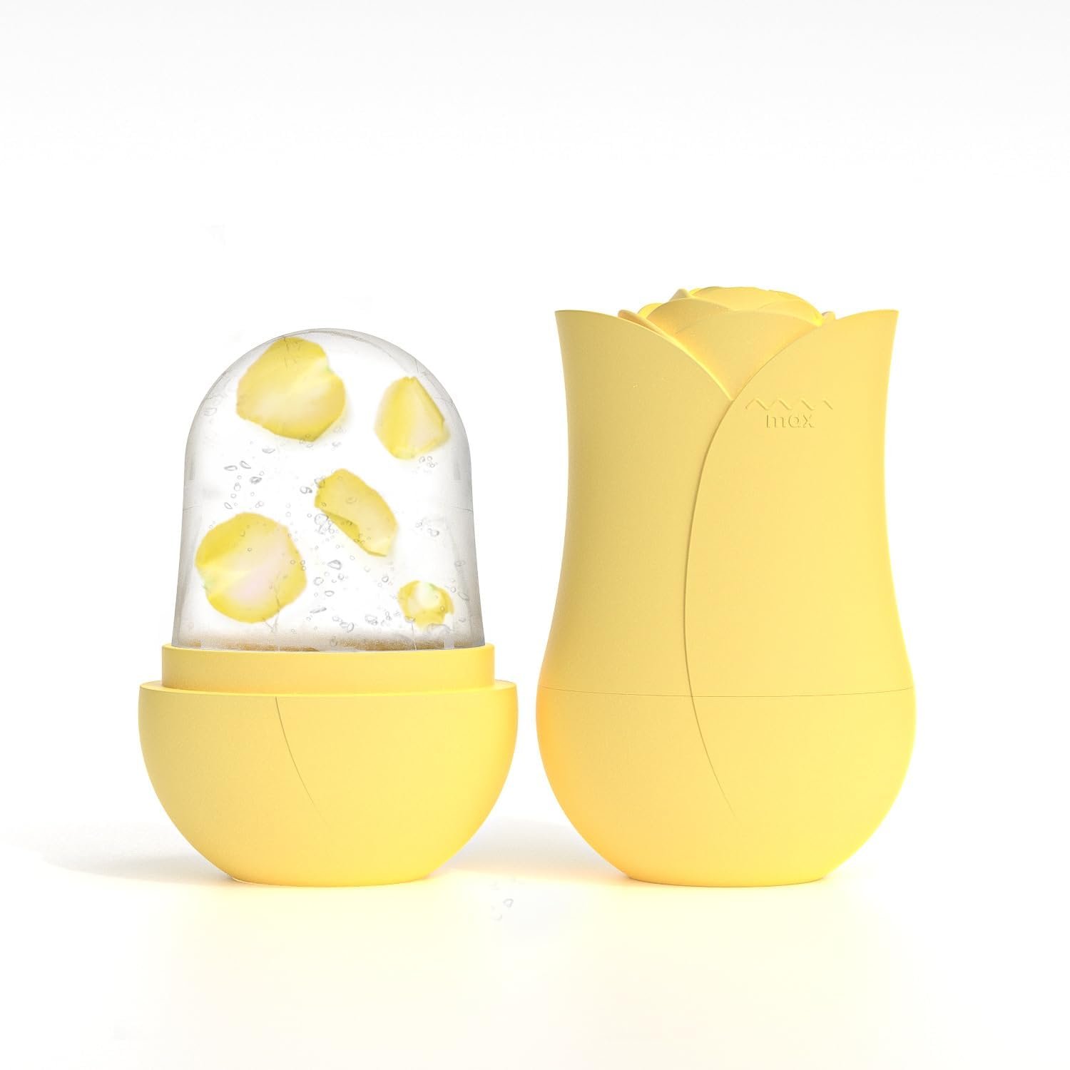 Rose-Shaped Ice Roller for Face Women & Eyes, Reusable Silicone Facial Ice Cube Roller Mold – Reduces Puffiness & Tightens Pores, Soothing Cooling Skincare Tool (5 Colors) (Yellow)