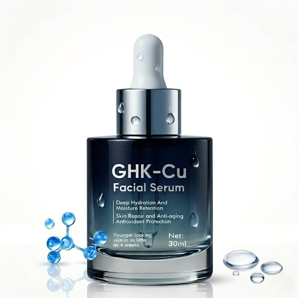 GHK-Cu Peptide Serum for Face, Copper Peptides Anti-Aging Serum – Firming, Wrinkle Reduction & Collagen Boosting with Hyaluronic Acid for Skin Surface Recovery & Hydration