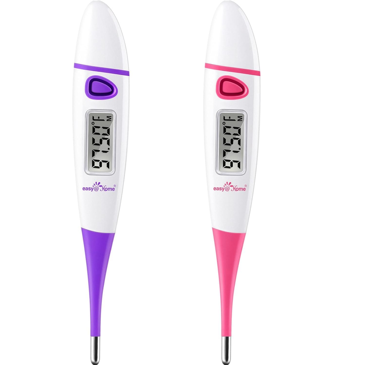 Easy@Home Basal Body Thermometer for Ovulation, 1/100th Degree High Precision, Accurate BBT Thermometer for Natural Ovulation Tracking by Premom APP, EBT-018 & EBT-018, Purple, Pink