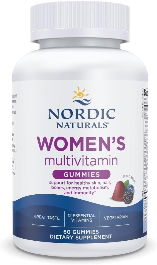 Nordic Naturals Women’s Multivitamin Gummies, Mixed Berry – 60 Gummies – Support for Healthy Skin, Hair, Bones, Energy & Immunity – Non-GMO, Vegetarian – 30 Servings