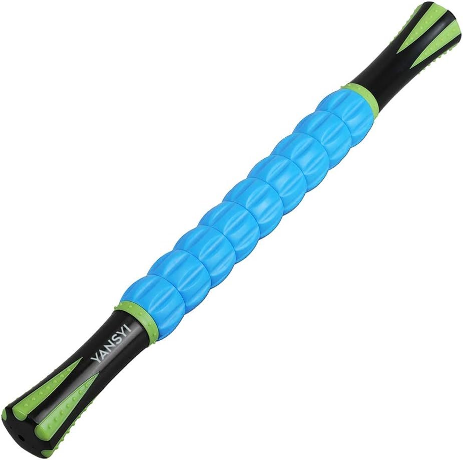 YANSYI Professional 9-Roller Deep Tissue Massage Stick – Portable Muscle Recovery Roller for Athletes, Relieves Post-Workout Soreness & Leg/Back Pain – Portable Physio Tool (Blue 2)