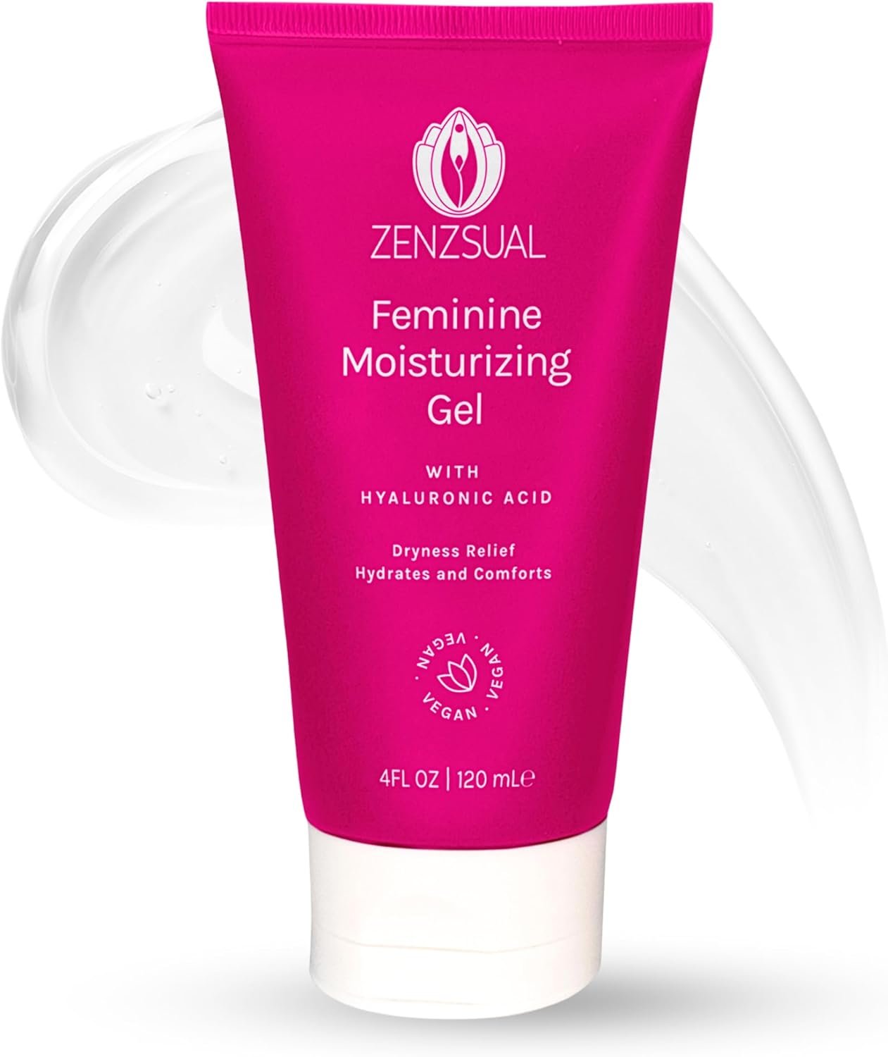 ZENZSUAL Feminine Moisturizing Gel with Hyaluronic Acid – Water-Based Gel with Balanced pH for Feminine Area, Hydrates and Comforts Dry Skin, Daily Feminine Care, Vegan, Made in USA, 4 Fl Oz