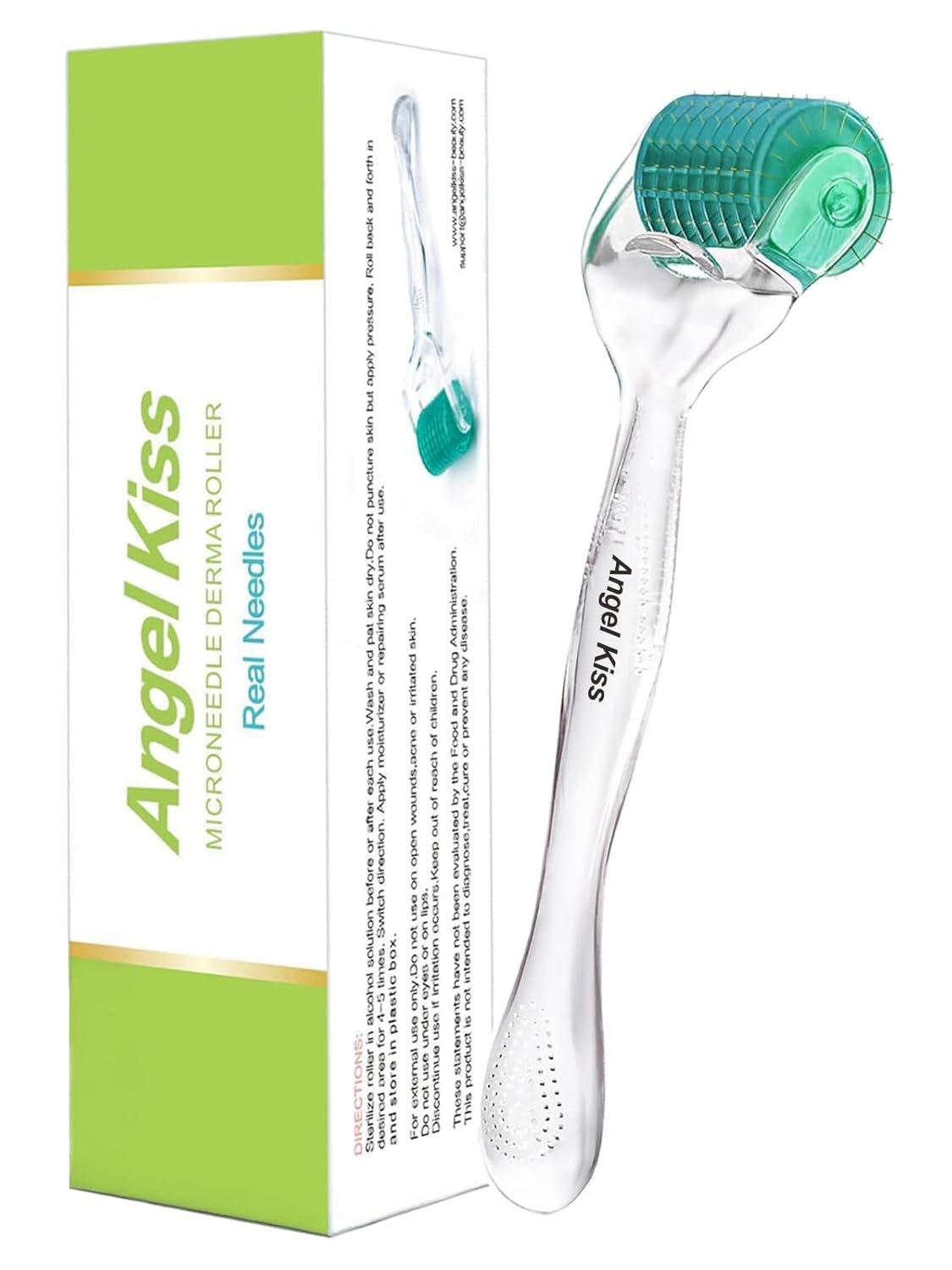 Angel Kiss Titanium Derma Roller for Face Body and Scalp – 192 Individual Needles 0.3mm – Microneedling Roller for Women and Men – Beard Roller for Men – Advanced 5