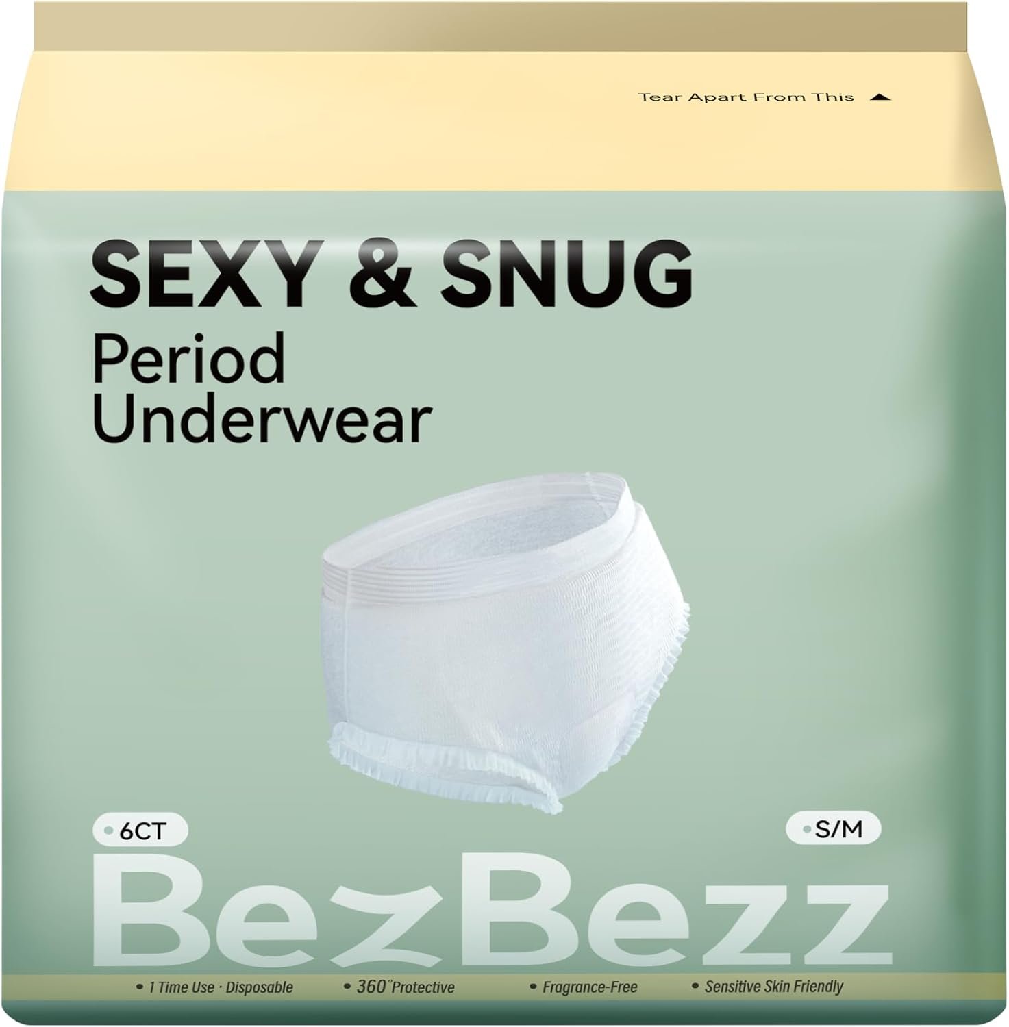 Disposable Period Underwear for Women S/M, 360° Leak Proof Period Panties for Heavy Flow, Overnight Postpartum and Incontinence, Odor Control, Breathable, Comfortable & Secure, 6 Count