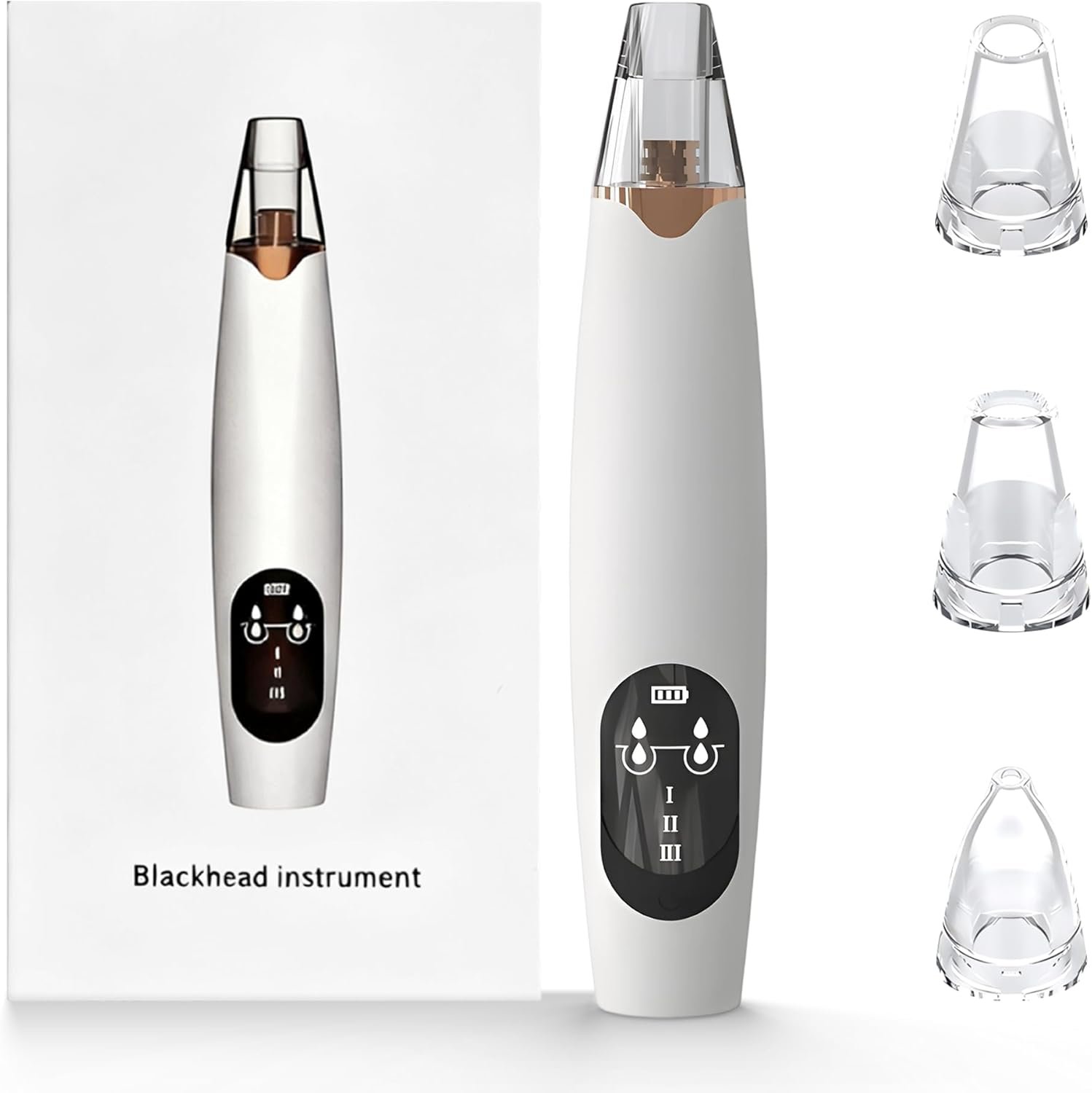 Blackhead Remover Pore Vacuum, Electric Facial Pore Extractor with Silicone Probes & Vibration Tech, 3 Suction Levels Pore Cleaner for Facial Cleansing, USB Rechargeable (White)