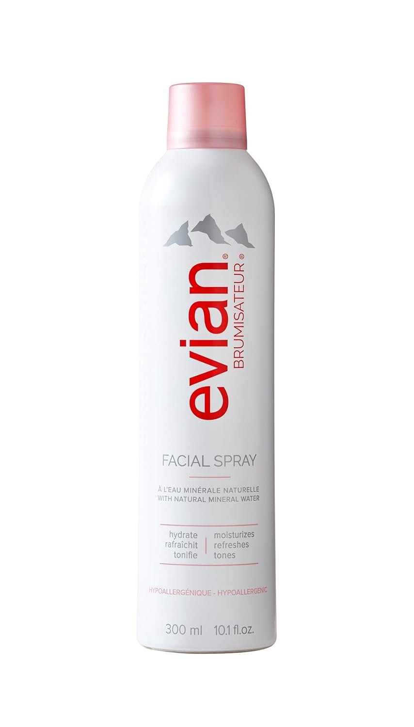 Evian Facial Spray 1.7 oz – Hydrating Mineral Water Mist for Face & Skin – Refreshes Makeup and Tones Skin – TSA-Approved Mini Facial Spray Set for Daily Skincare Hydration