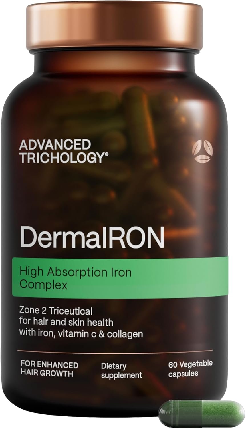 DermaIRON Iron Supplement for Women & Men – Gentle Iron for Low Ferritin & Anemia Support, Hair Thinning & Hair Loss Support, with Collagen & Vitamin C