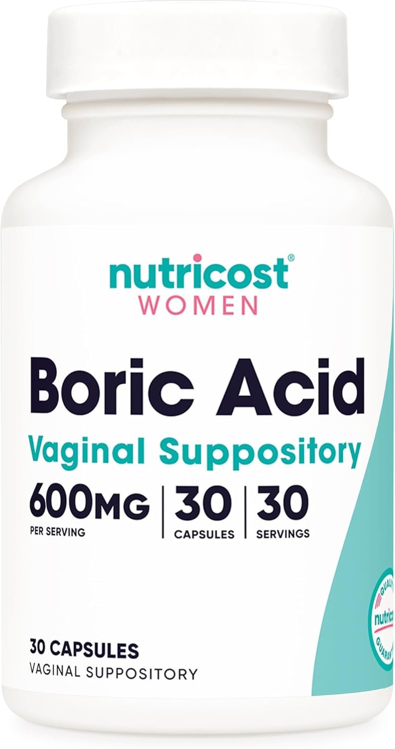 Nutricost Boric Acid 600mg, 30 Capsules – Vaginal Suppository – Non-GMO – for Women