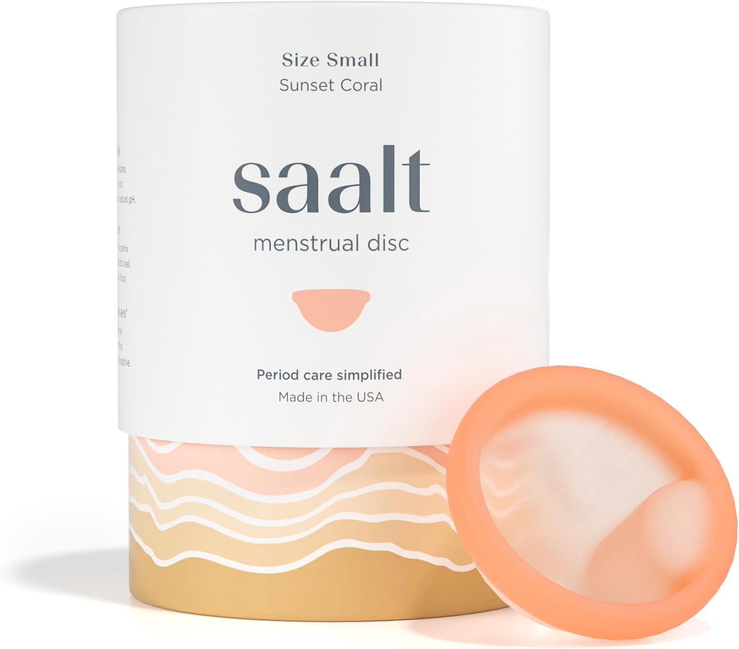 Saalt Menstrual Disc – Soft, Flexible, Reusable Medical-Grade – Removal Notch – Tampon Alternative – Made in USA – Lasts 10 Years (Coral, Regular)